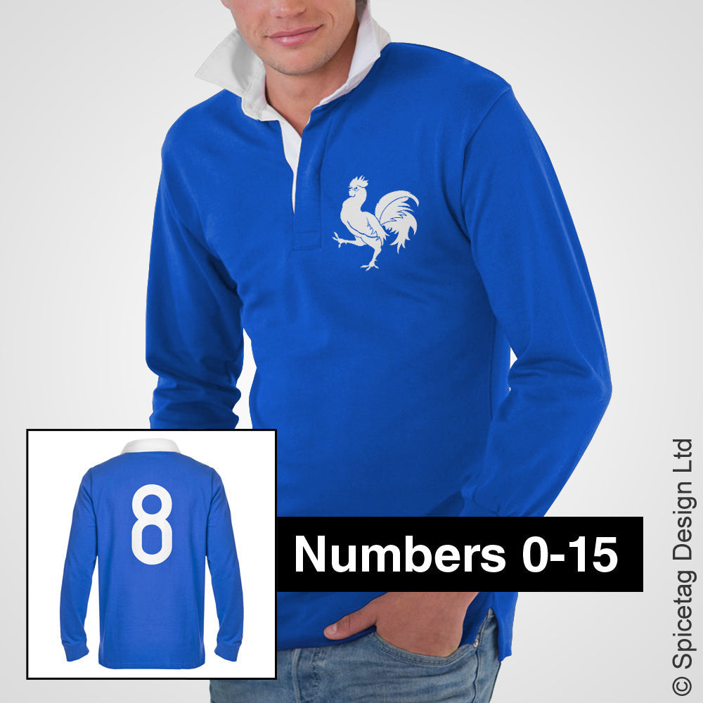Retro France Cockerel Rugby Number Jersey
