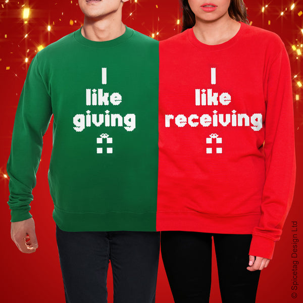 Giving Receiving Double Christmas Jumper Spicetag