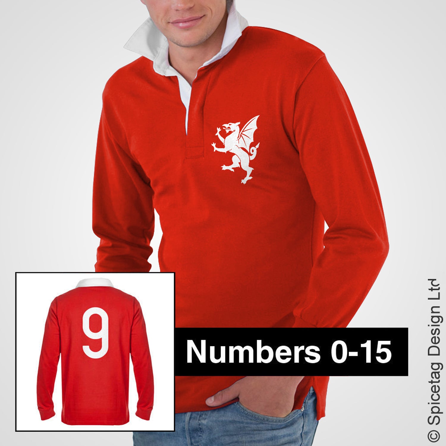 Retro Wales Dragon Rugby Number Jersey