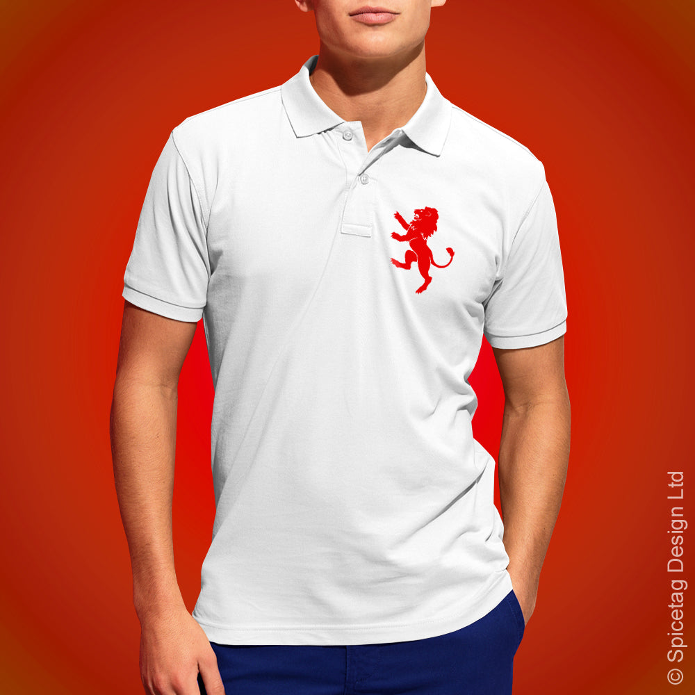 England Lion Polo Shirt White Football Tshirt Soccer Rugby Top English