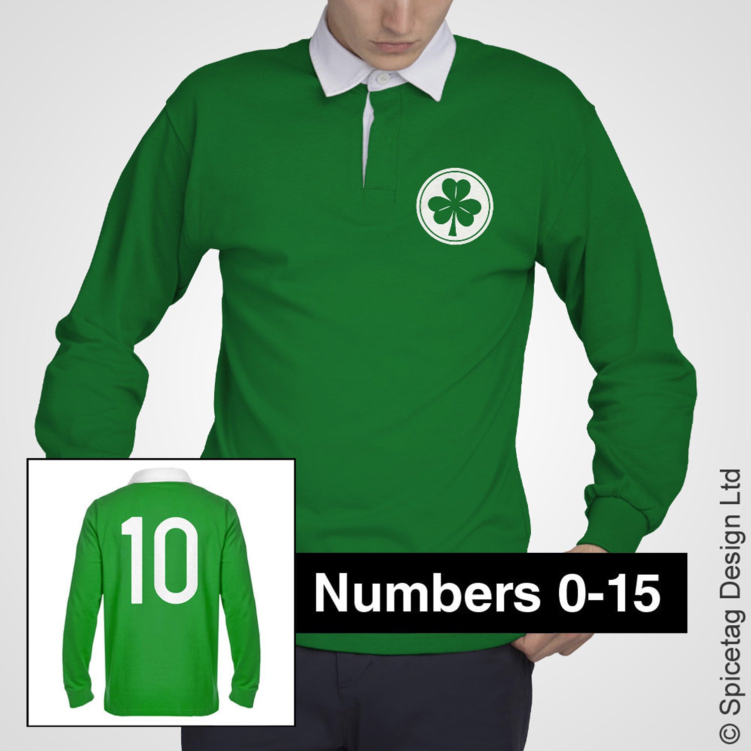 Ireland Irish Green 6 six nations rugby sweater sweatshirt top kit jumper jersey retro 70s 80s spicetag