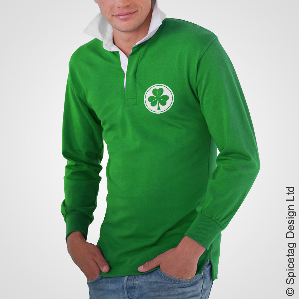 Ireland Irish Green 6 six nations rugby sweater sweatshirt top kit jumper jersey retro 70s 80s spicetag