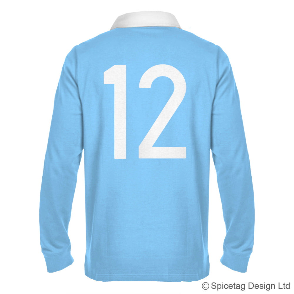 Retro Sky Blue Rugby Number Jersey