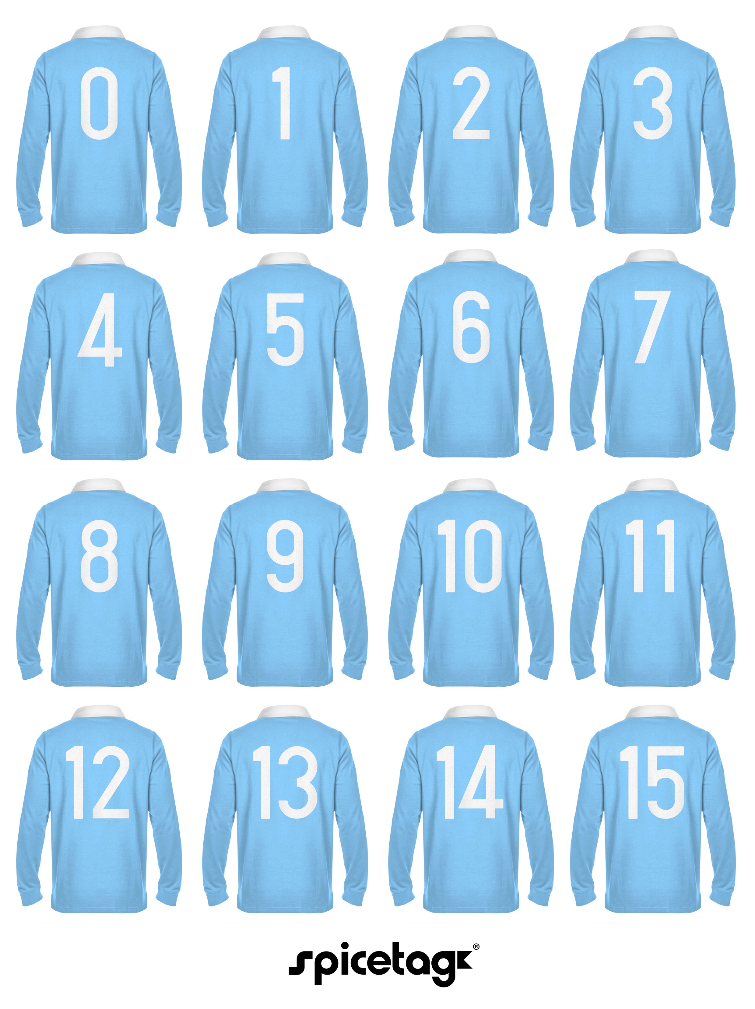 Retro Sky Blue Rugby Number Jersey