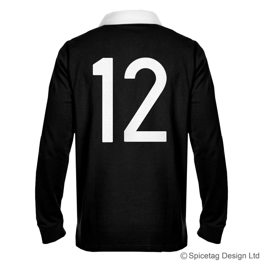 New Zealand Zealander all blacks black kiwi 6 six nations rugby sweater sweatshirt top kit jumper jersey retro 70s 80s badge spicetag