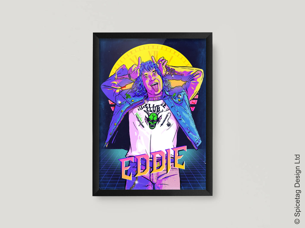 Eddie 80's Neon Art Print