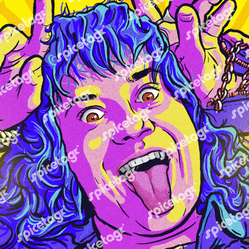 Eddie 80's Neon Art Print
