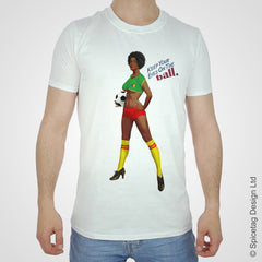 Cameroon pin up girl woman vintage football team soccer game T-shirt T shirt Tshirt Tee world cup retro stick man 70s 80s sport fashion style trend spicetag 1