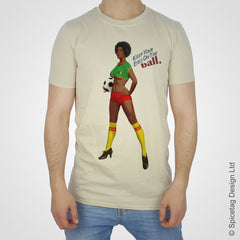 Cameroon pin up girl woman vintage football team soccer game T-shirt T shirt Tshirt Tee world cup retro stick man 70s 80s sport fashion style trend spicetag 1