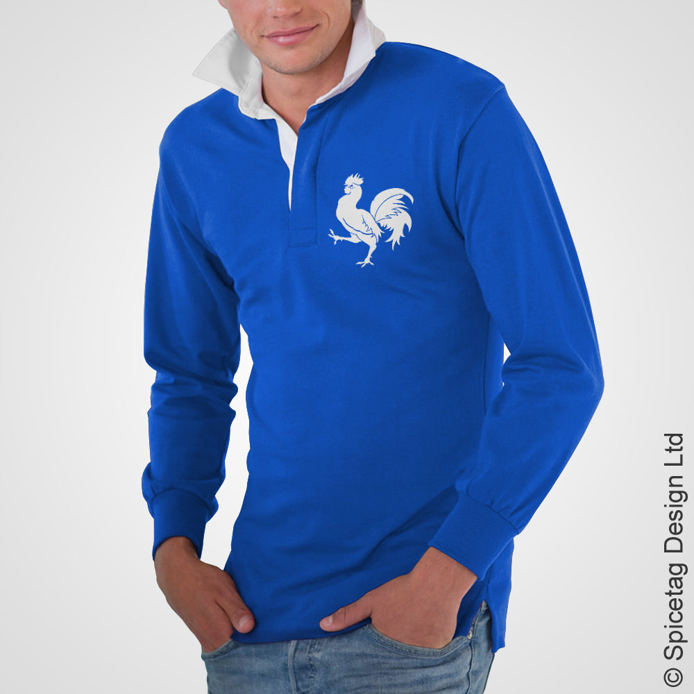 France French Royal Blue 6 six nations rugby sweater sweatshirt top kit jumper jersey retro 70s 80s spicetag 3a