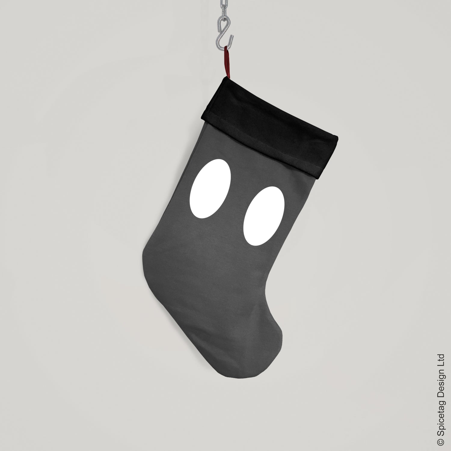 Grey Polka Dot Christmas Stocking