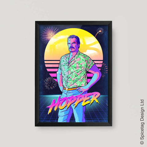 Hopper 80's Neon Art Print