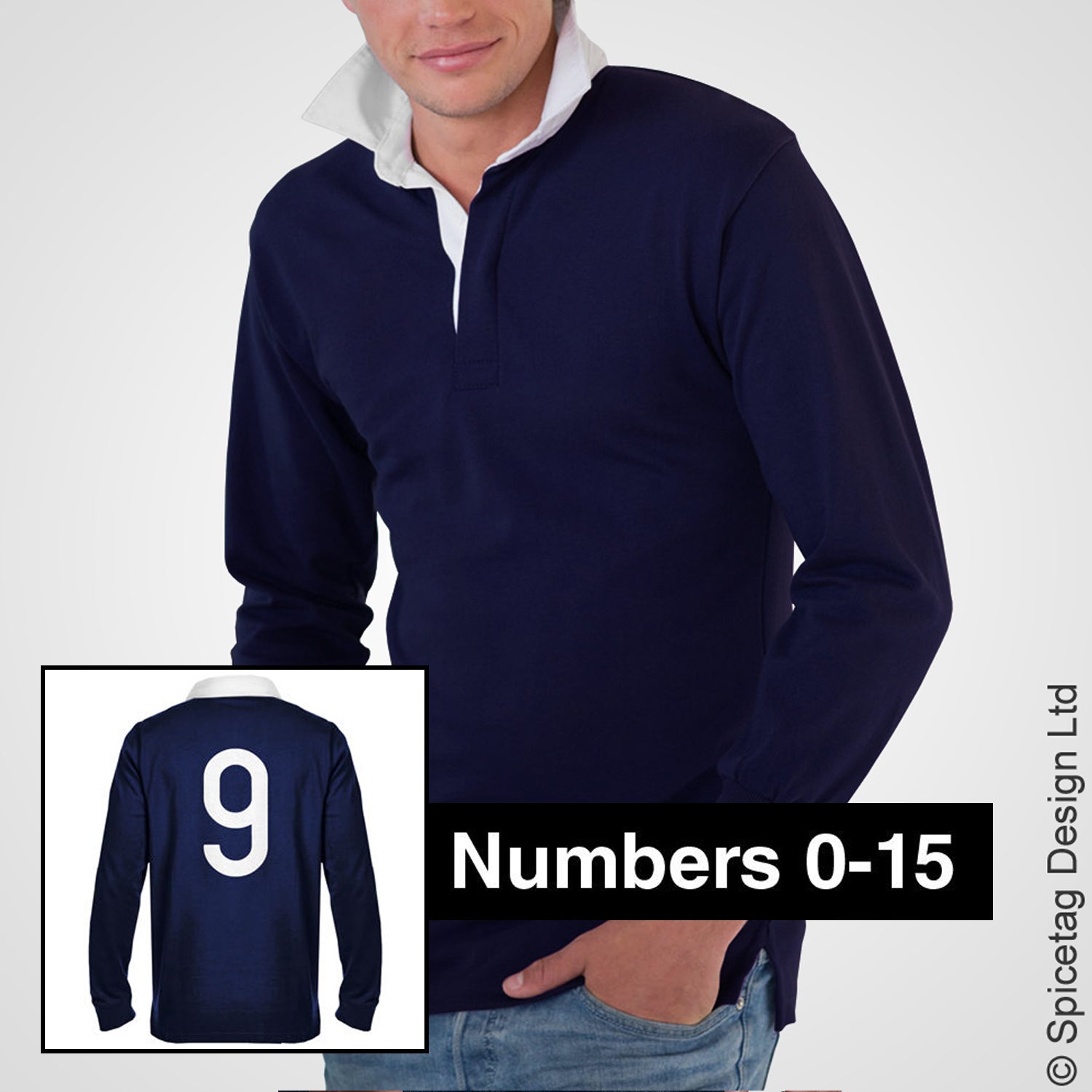 Retro Navy Blue Rugby Number Jersey