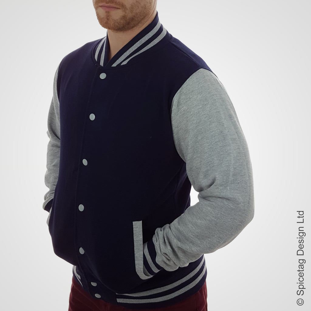 Navy & Heather Varsity Jacket