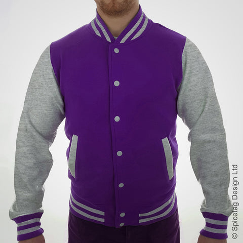 Purple & Heather Grey Varsity Jacket