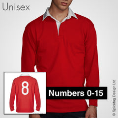 Retro Red Rugby Number Jersey