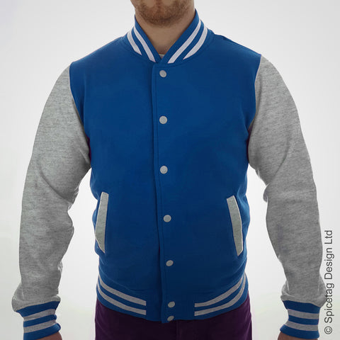 Sapphire Blue & Heather Grey Varsity Jacket