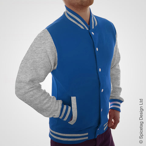 Sapphire Blue & Heather Grey Varsity Jacket