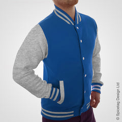Sapphire Blue & Heather Grey Varsity Jacket