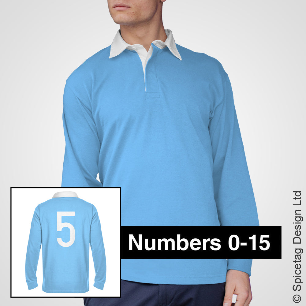 Retro Sky Blue Rugby Number Jersey