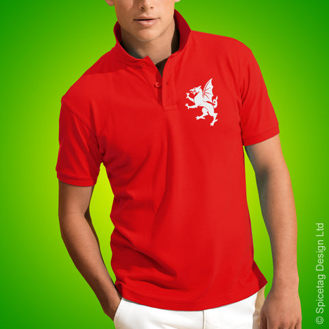 Wales Dragon Polo Shirt Red Football Tshirt Flag Soccer Rugby Top Welsh