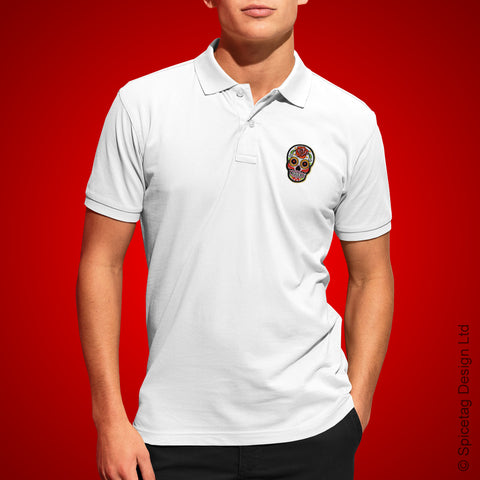 White Sugar Skull Polo Shirt